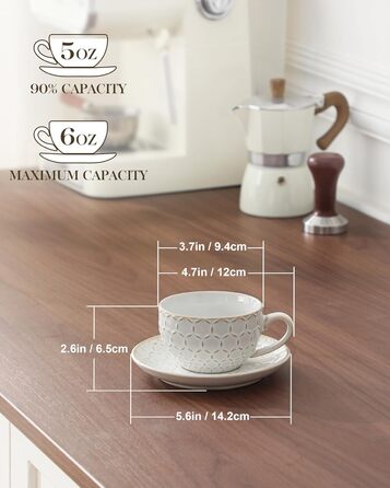 Набір посуду Malacasa LYDIA для 4 осіб (16 предметів): тарілки, чашки, чайний сервіз з рельєфом, бежевий