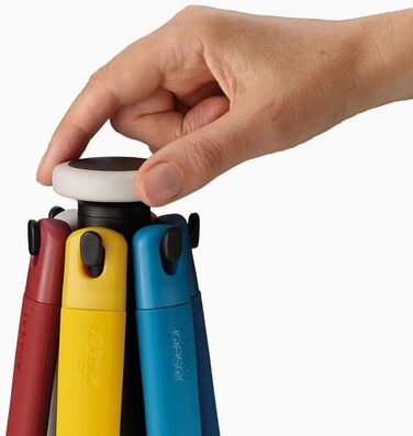 Набір кухонних помічників Joseph Joseph Elevate, 6 предметів з поворотним підставкою, ергономічні силіконові ручки, антипригарне покриття (Блок, Синій/Червоний/Білий)