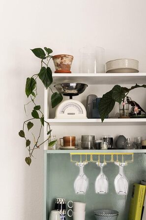 Тримач для келихів вина – органайзер для шафи – металевий тримач для стількових келихів, для кухні, бару (золотий, 3 ряди, 1 шт.)