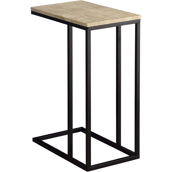 Бічний стіл IDIMEX Debora, практичний стіл для вітальні С-подібної форми, красива стільниця журнального столика прямокутної форми в елегантному диванному столику з металевим каркасом (чорний/дуб сонома)
