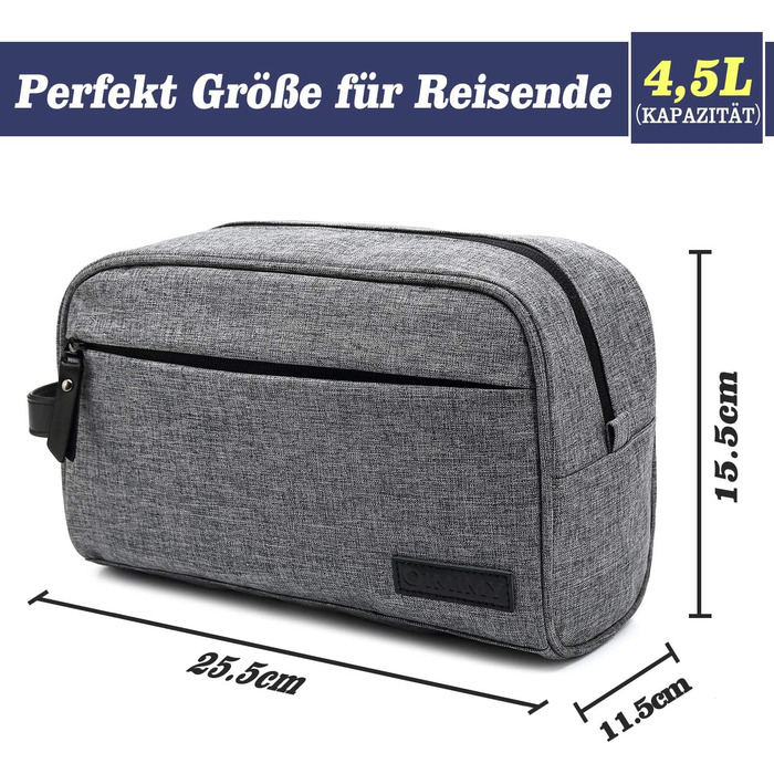Сумка для туалетного приладдя, сумка для туалетного приладдя, косметичка, сумочка для прання, зберігання посуду та косметики для жінок та чоловіків (Gray-s)