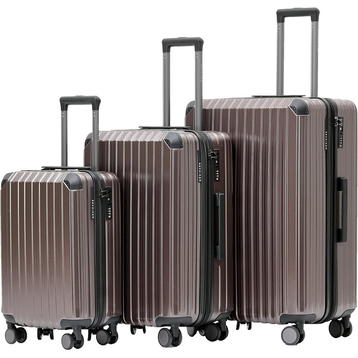 Набір валіз Münicase M816 TSA: 3 шт. (Coffee), з TSA-замком, телескопічним ручками та жорстким корпусом