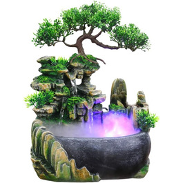 Кімнатний фонтан зі світлодіодним підсвічуванням, Настільний фонтан, водоспад з туманом, Настільний фонтан для акваріума в саду, настільний фонтан Zen Light, настільний фонтан в стилі дзен