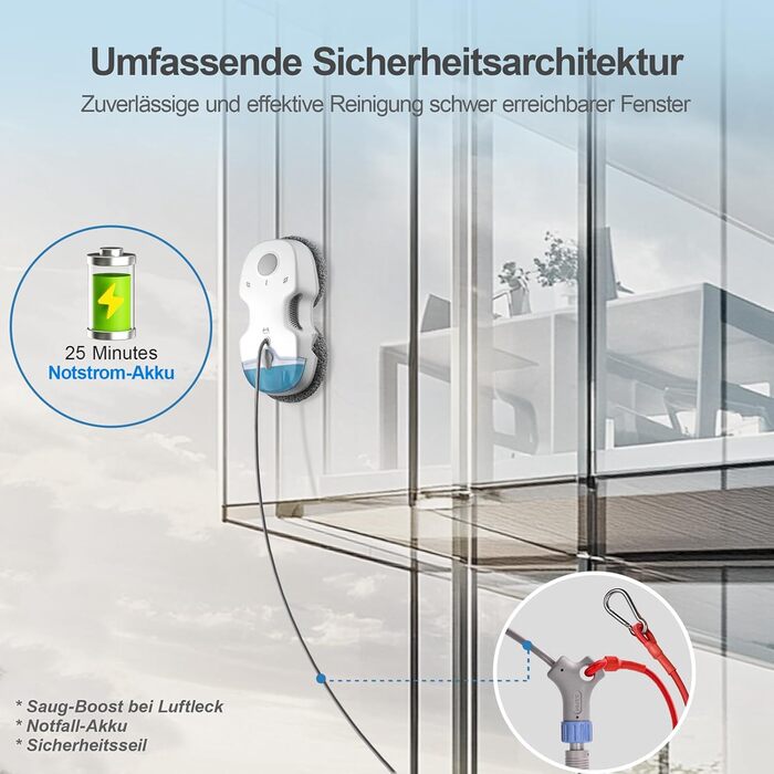 Робот-прибиральник вікон HUTT S7 з функцією розпилення, 5500Pa, 3D-подушка, 80мл бак, автоматичний, з багаторазовим захистом, 8 мікрофібра, у кейсі