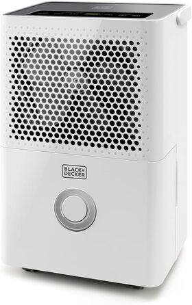 Зволожувач повітря BLACK+DECKER BXDH12E, 12 л/24 год, функція сушіння, 2 швидкості, резервуар 1.8 л, програмування 24 год, знімний та миючий фільтр, до 25 м², тихий