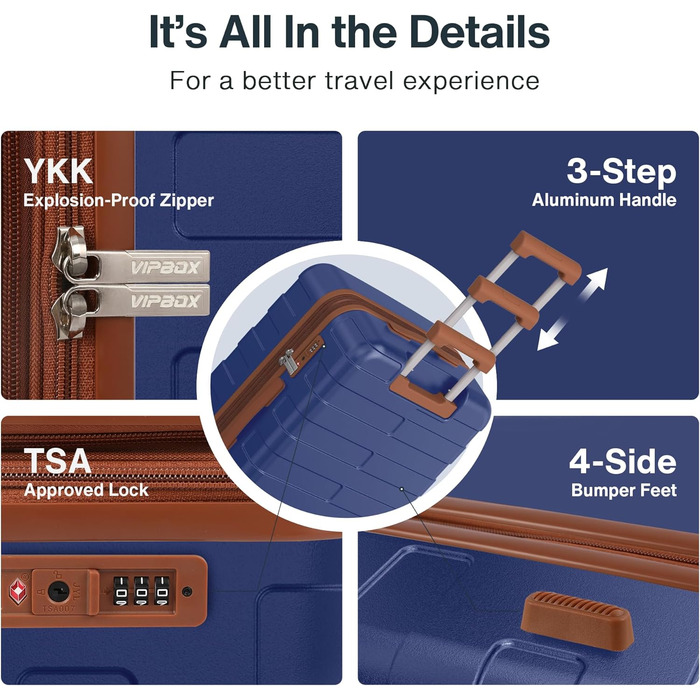 Набір дорожніх валіз Hartschale з полікарбонату (3 шт), розширюваний тролей з колесами та TSA замком, класичний синій