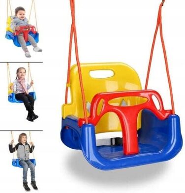 Дитяча гойдалка COIL 3-в-1 для дому та вулиці, регульована спинка, блакитна