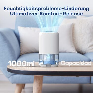 Електричний осушувач повітря 1000 мл з LED-підсвіткою, компактний, тихий та ефективний для дому, ідеальний для ванної кімнати та шафи