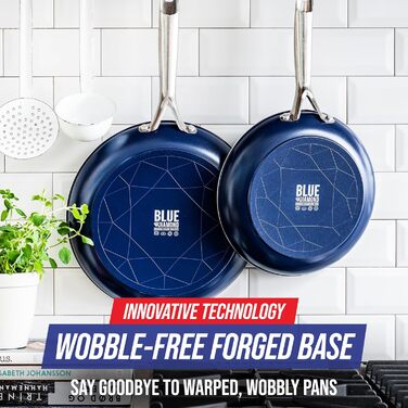 Набір сковорідок Blue Diamond Cookware Diamantinfundiertes 2 шт. (24 см та 28 см), керамічне антипригарне покриття, без PFAS, для плити (в т.ч. індукційної), можна мити в посудомийній машині, термостійке