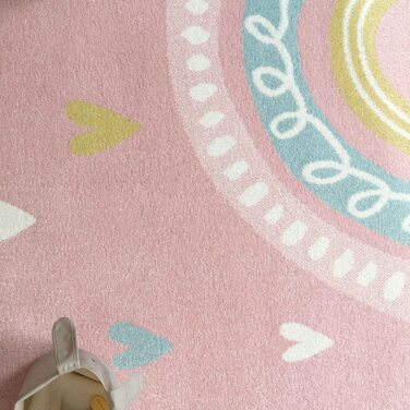 Домашній дитячий килим TT для хлопчиків і дівчаток, дитячий килим у формі серця, сучасна Райдужна пастель, Колір Розмір (160x220 см, Рожевий, Синій, Жовтий)