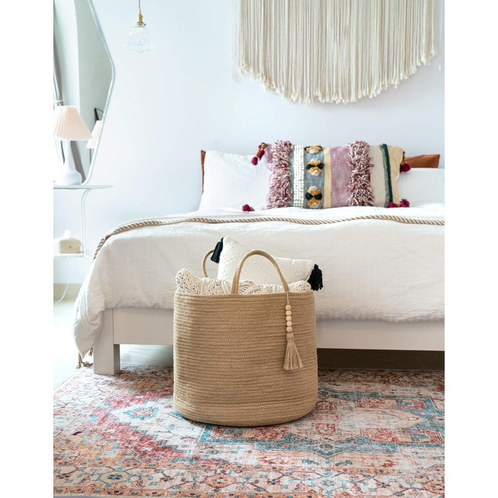 Кошик для білизни Mkono з натурального сизалю, плетений кошик для зберігання речей, коричневий, 40x35 см