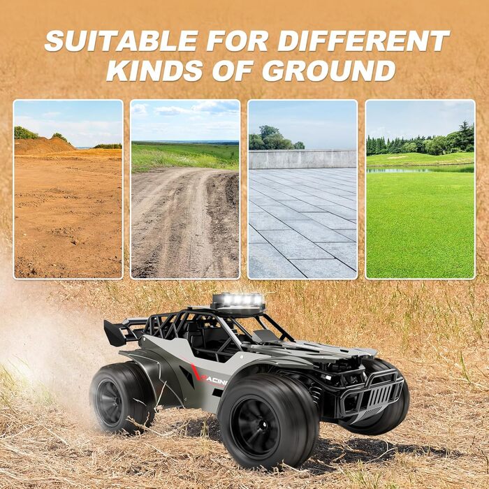 Радіокерований позашляховик 20 км/год, масштаб 1:20, металевий корпус, фари, 2 акумулятори (50 хв), 2.4Ghz, RC автомобіль - іграшка в подарунок