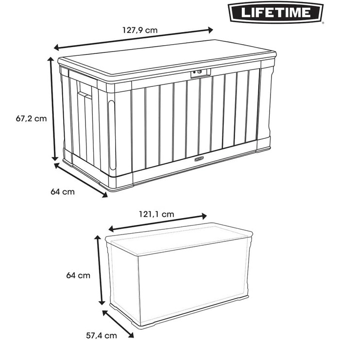 Садовий ящик для зберігання Lifetime 60089, 127x64x67 см, коричневий, стійкий до УФ-випромінювання