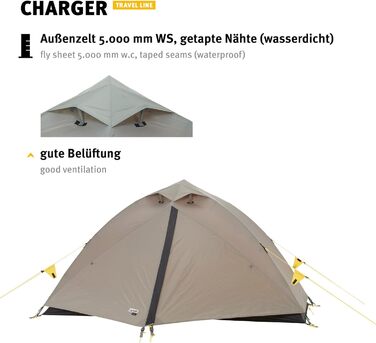 Намети Wechsel Professional Dome Tent Charger - Travel Line - Універсальний геодезичний намет на 2 особи Дуб лавр One size