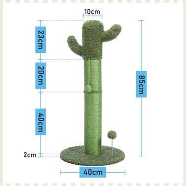 Дорожнє дерево для котячих кігтеток PAWZ, стовп для кігтеток, кактусове дерево для кігтеток, сизалева мотузка, іграшка для лазіння по деревах для кішок (величезний зелений XL)