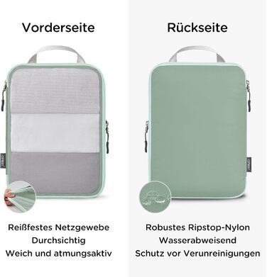 Набір компресійних органайзерів для одягу в подорожі Cipway, 6 шт, сітчасті легкі пакувальні куби для валізи та рюкзака, шавлієво-зелений