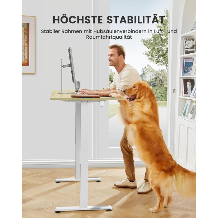 Електричний регульований стіл ErGear 120 x 60 см з пам'яттю, для дому та офісу, світле дерево