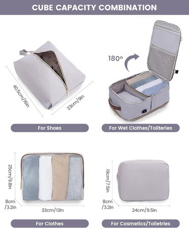 Рюкзак LOVEVOOK для ручної поклажі 40L: жіночий, для подорожей, з відділенням для ноутбука 17.3