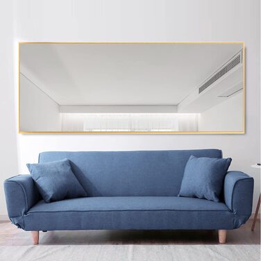 Підлогове дзеркало нового типу 163x54 см в повний зріст, підлогове дзеркало з підставкою для стояння або притулення до стіни, підлогове дзеркало для спальні, ванної кімнати, вітальні, арочне (золото) (150 х 40 см, золото)
