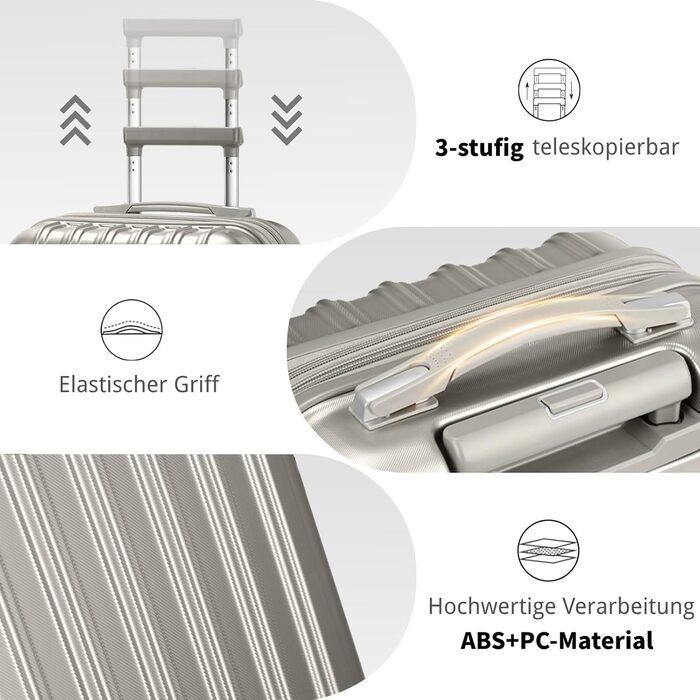 Набір валіз LALAHO 2 шт: дорожній набір з косметичною сумкою, валізи з ABS+PC, телескопічний ручка, ручна поклажа, градієнтний дизайн (Space Gray)