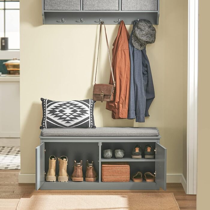 Полка для взуття SoBuy з місцем для сидіння, вузька, 98x49x37 см, FSR131-HG