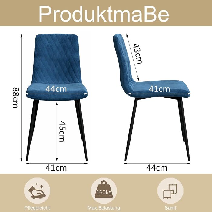 Стілець для обідньої кімнати GOLDFAN (4 шт.) з тканини льон, сірий. Сучасний кухонний, вітальний стілець з металевими ніжками.