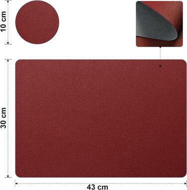 Набори підставки під тарілки 6 шт. з екошкіри, 43x30 см (червоний/сірий)