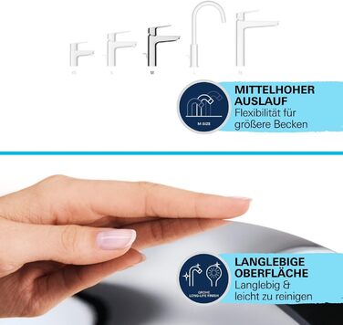 Змішувач для ванної кімнати GROHE Start для сім'ї, економія води, висувний, з поп-ап зливом, 19 см, 3-в-1 інструмент, проста установка, хром, 24205003