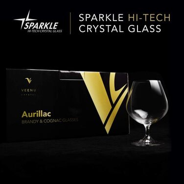 Набір келихів для коньяку, бренді та віскі Veenu Crystal Aurillac (6 шт.) | 400 мл, без свинцю