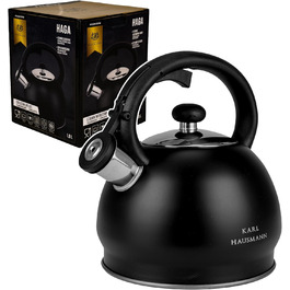 Чайник електричний індукційний 1.8L чорний з авто-свистком - Edelstahl, для плити, газової плити, електроплити, чайник-свисток, чайник-заварник