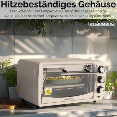 Міні-піч 13 літрів, 1200 Вт, піч для піци, 65°-230°C, таймер, піддон для крихт, міні-піч