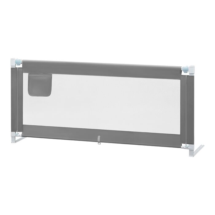 Бортик для ліжка WOLTU 150 см, захисний бар'єр для дітей та немовлят, регульована висота 69-87 см, тканина Оксфорд, метал, темно-сірий