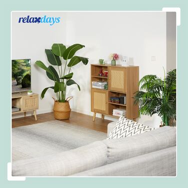 Тумбочка Relaxdays з 2 ротанговими дверцятами