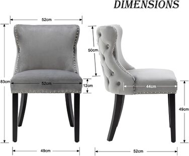 Крісла для їдальні з велюру, комплект 4 шт. - зручні кухонні крісла для вітальні, без підлокітники, на дерев'яних ніжках (Сірий-4)