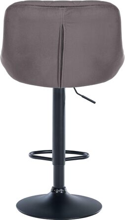 Набір з 2 барних стільців Lazio з велюровим сидінням, поворотні, з підніжкою, регульована висота, металевий каркас (білий/чорний/сірий)