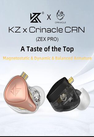 Навушники-вкладиші KZ ZEX PRO, KZ X Crinacle CRN, 2-контактні навушники з подвійним магнітом (мікрофон, рожеве золото)