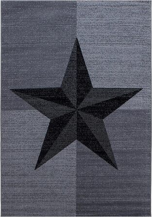 Килимове покриття для вітальні 80x300 зоряний дизайн з поліпропілену Стильно недорого (сірий, 160 x 230 см)