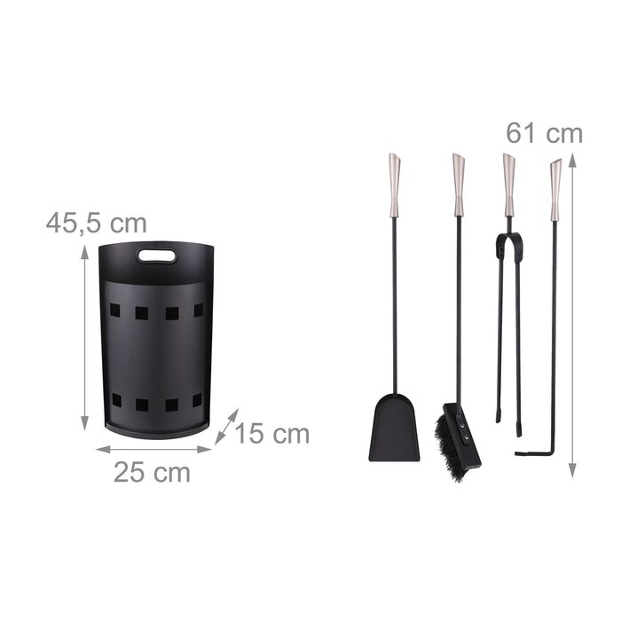 Набір для каміну Relaxdays, 5 предметів з контейнером