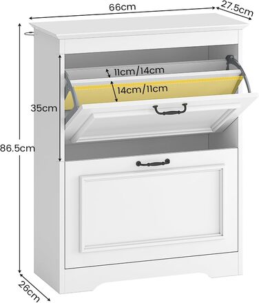 Шкаф для взуття Brinlawb білий з шухлядою, полицями та перегородками для 14-18 пар, для передпокою, вітальні