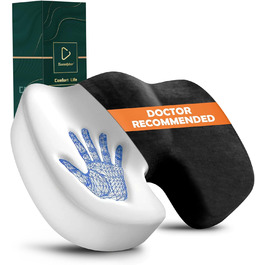 Ортопедична подушка для сидіння Ecosafeter з піною Memory Foam - для поліпшення кровообігу та полегшення болю в куприку. Ергономічна подушка для офісного, комп'ютерного стільця та інвалідного візка. Чорний колір.
