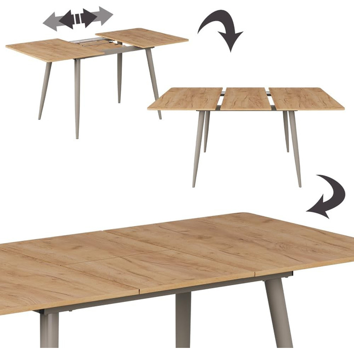 Розсувний стіл Vicco Esstisch Beaver, 80x70 см, золото-коричневий дуб/сірий, 120-160x75x80 см