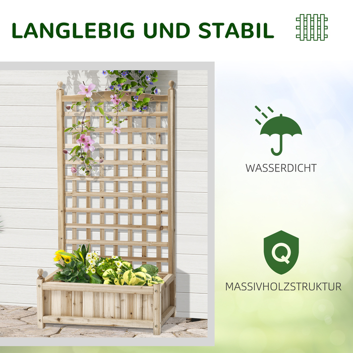 Балконний ящик Outsunny Climbing Plants, 1,2 м, ящик для кашпо з решіткою, ящик для квітів з ширмою конфіденційності, натуральне дерево