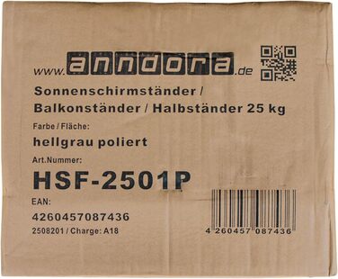 Підставка для парасольки Anndora Granit 25 кг, для балкона, діаметр стієна до 48 мм (світло-сірий)