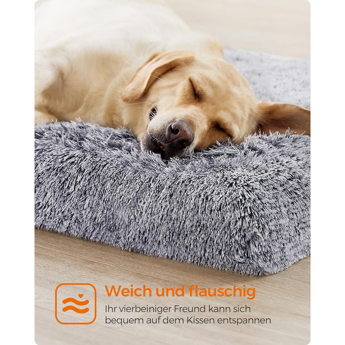 Лежак для собак Feandrea, ортопедична подушка для собаки, м'яка з піни з ямочками, чохол знімається і миється, розмір XXL, для великих собак, 122 x 74 x 10 см, сіре омбре PGW214G01 Д 122 x Ш 74 x В 10 см Сіре омбре