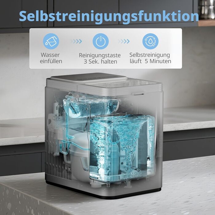 Льодогенератор Comfee RCI12GY1EU(E) Сірий: 12 кг/добу, самоочищення, 1.3л