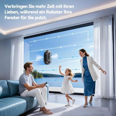 Робот для миття вікон 6000Pa з подвійною насадкою, електричний, з пультом дистанційного керування, 3 режими миття, інтелектуальна навігація, розпізнавання країв, система безпеки, для гладких поверхонь, W23d