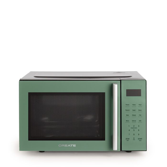 Мікрохвильова піч з грилем Microwave Studio Salbeigrün 20л ретро стиль, 900 Вт, LCD дисплей