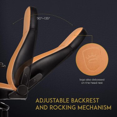 Noblechairs ICON Cognac/Schwarz: Ігровий крісло з екошкіри, 150 кг, ергономічний офісний крісло з підлокітниками