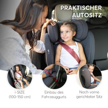 Автокрісло KikkaBoo 15-36 кг i-AID, група 2-3 (3-12 років), 100-150 см, без ISOFIX, регульована підголовник (сірий)