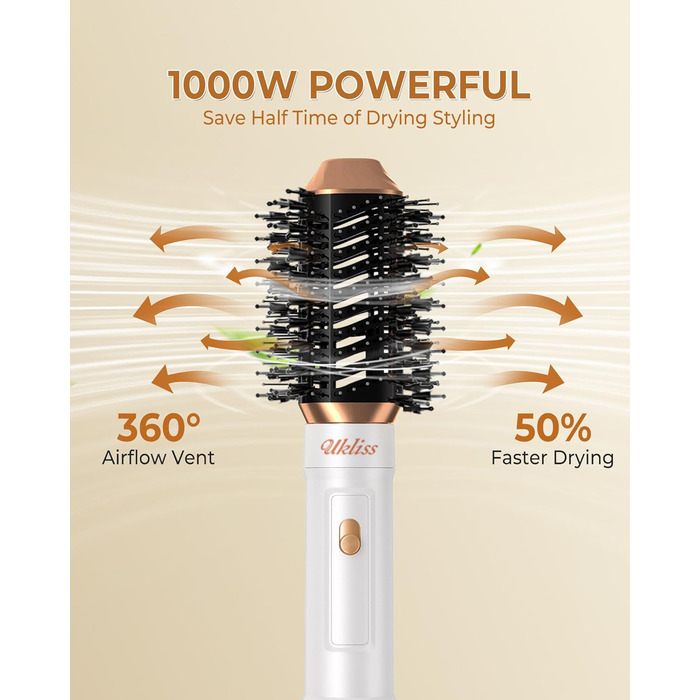 Мультистайлер для волосся 7 в 1 UKLISS Hairstyler Pro: фен, автоматична плойка, кругла щітка та випрямляч для професійного стайлінгу, білий